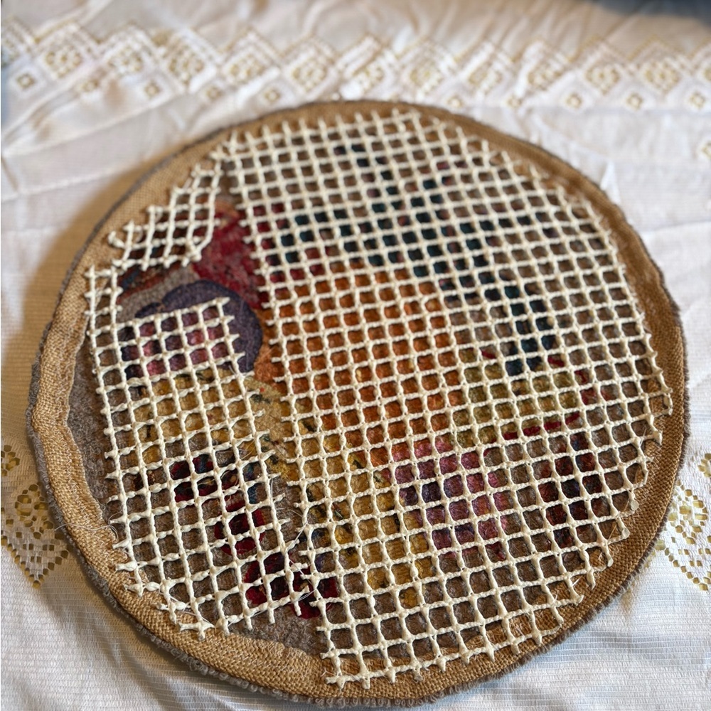 Vintage Fruit Patterned Hooked Round Rug - Picture 4 of 5